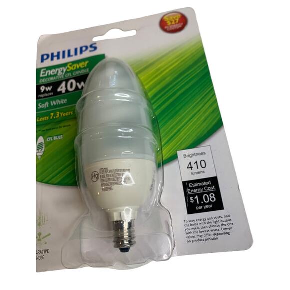 Philips Energy Saver Bulb 9w Soft White E12 Candelabra Decorative  New - Picture 4 of 9